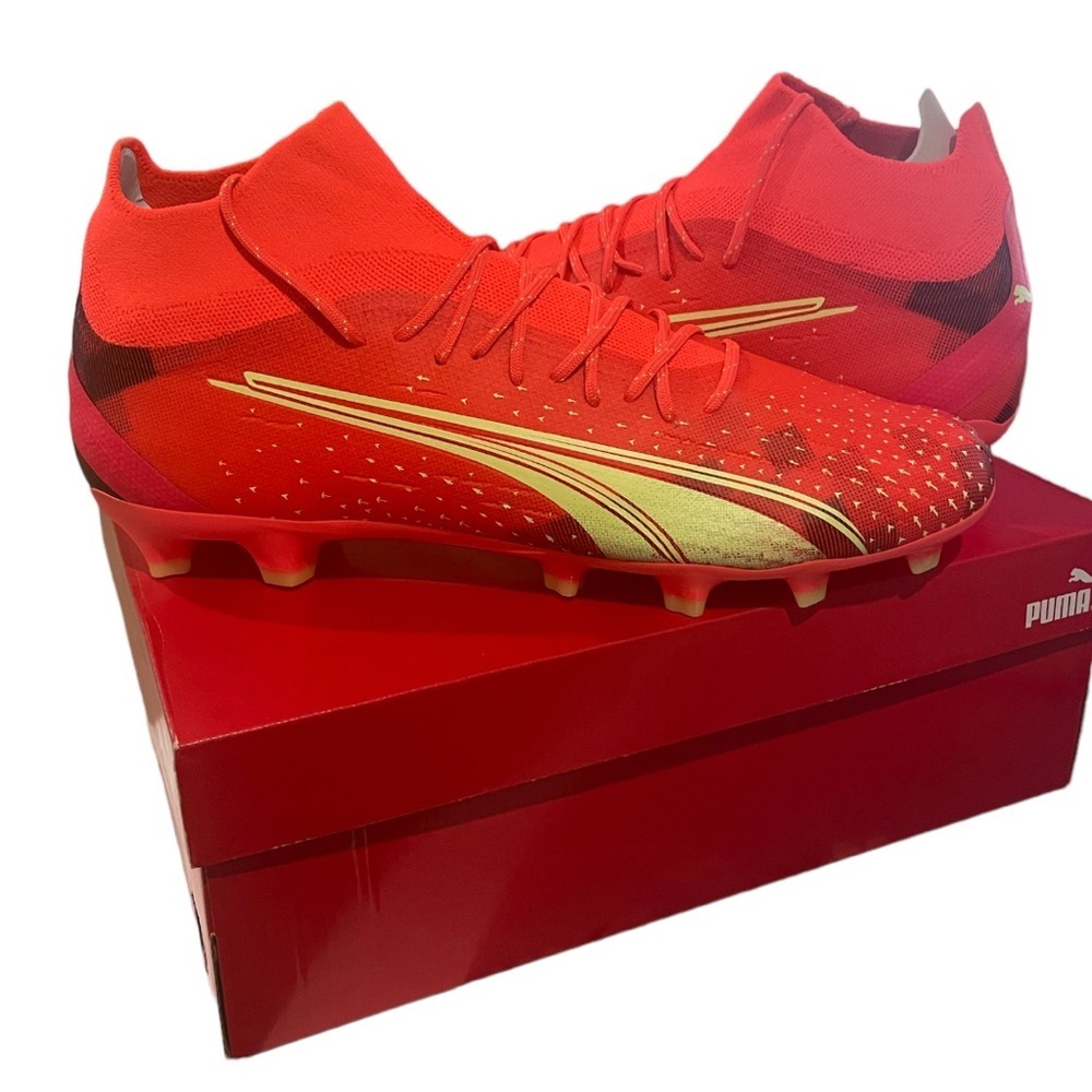 PUMA MENS ULTRA PRO FG/AG SOCCER CLEATS CORAL SIZE 13​​